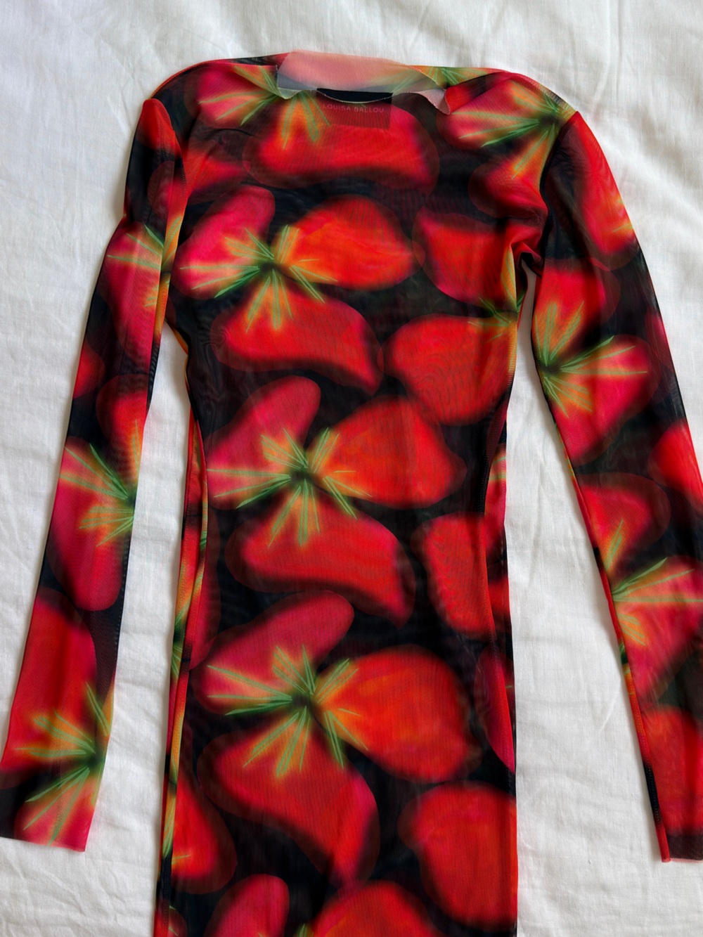 Louisa Ballou High Tide printed mesh dress in red size XS - Picture 6 of 7